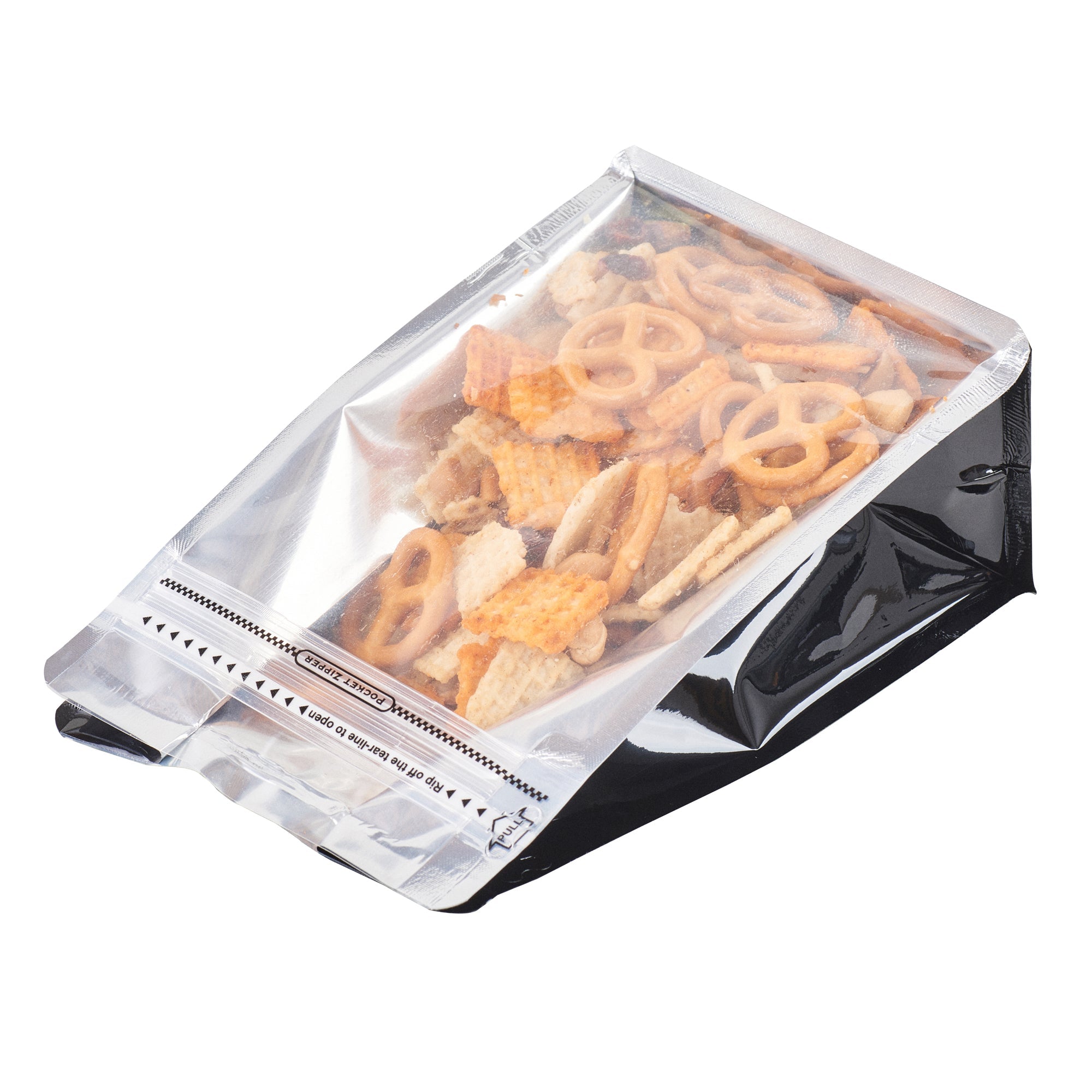 Bag Tek Black Plastic Medium Snack Bag - Double Seal, Rip Lock, Heat Sealable - 8" x 5" x 3 1/4" - 100 count box