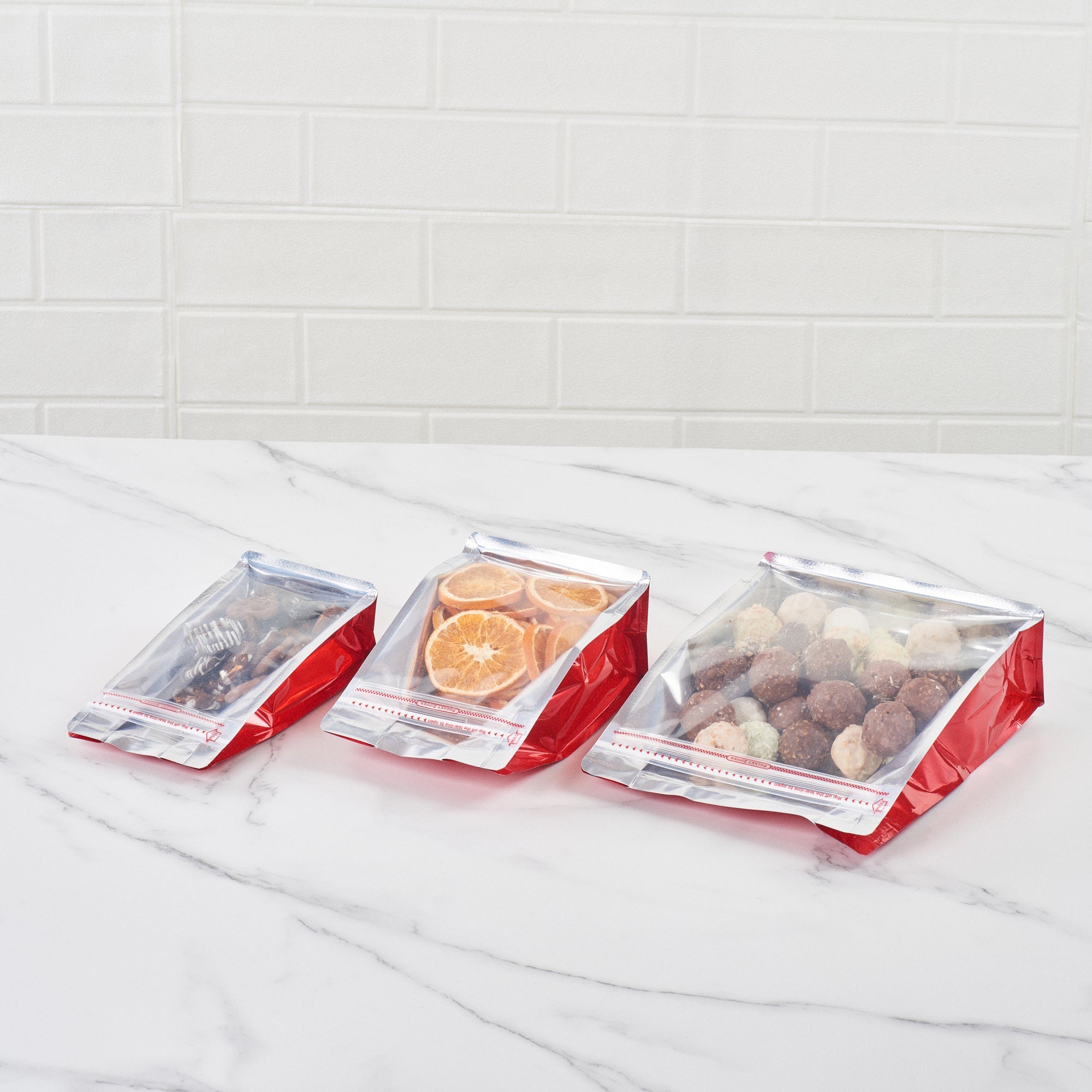 Bag Tek Red Plastic Medium Snack Bag - Double Seal , Rip Lock, Heat Sealable - 8" x 5" x 3 1/4" - 100 count box