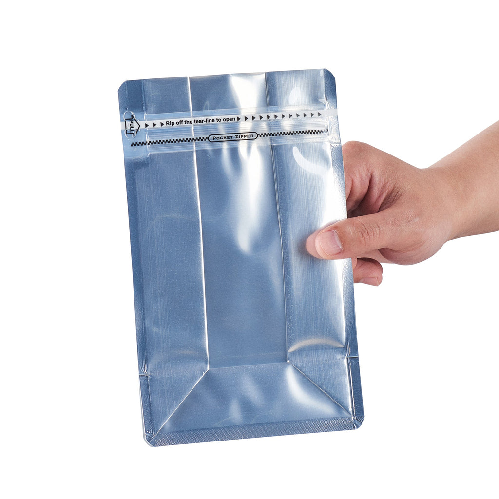 Bag Tek White Plastic Medium Snack Bag - Double Seal, Rip Lock, Heat Sealable - 8" x 5" x 3 1/4" - 100 count box