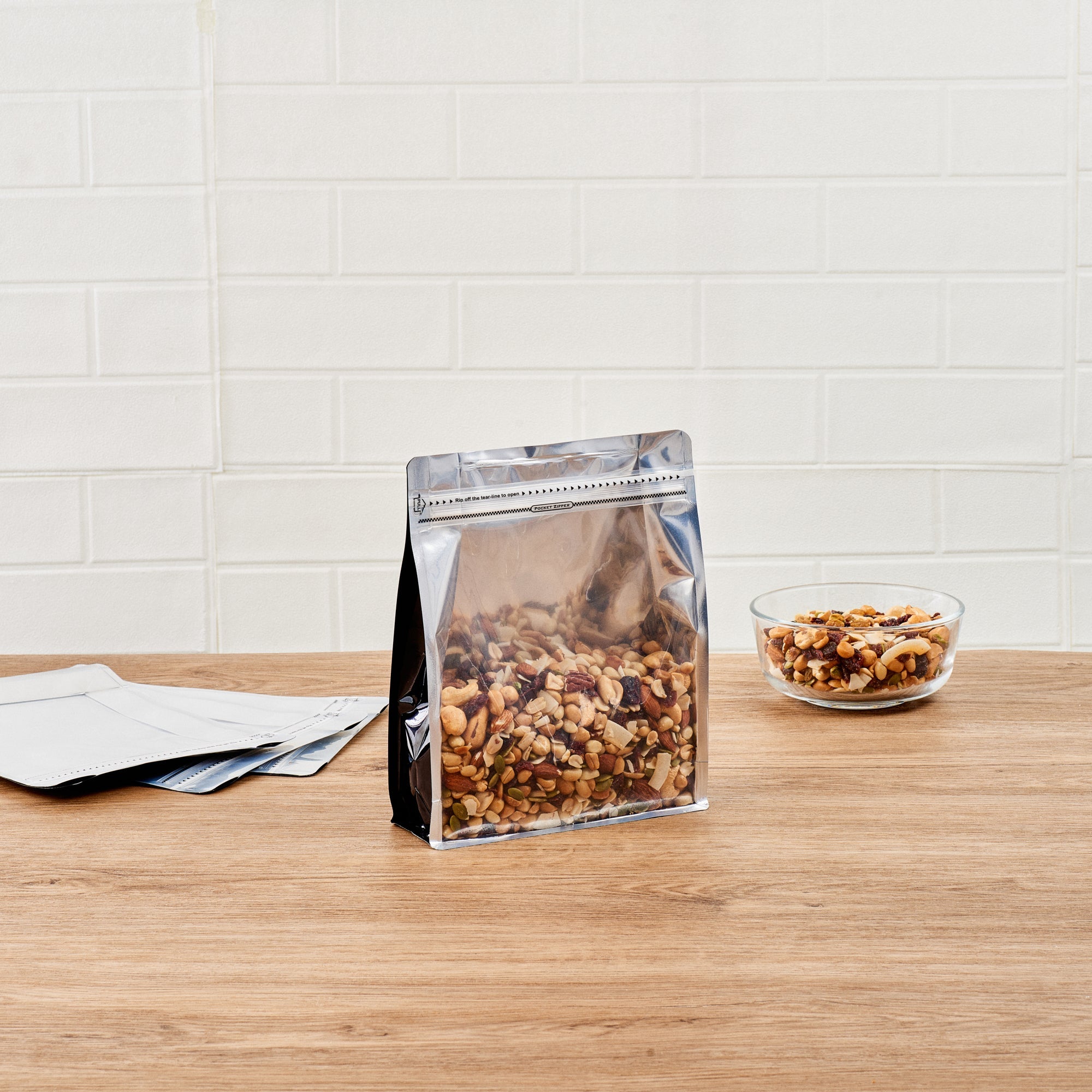 Bag Tek Black Plastic Large Snack Bag - Double Seal, Rip Lock, Heat Sealable - 9 1/2" x 7 1/2" x 2 3/4" - 100 count box