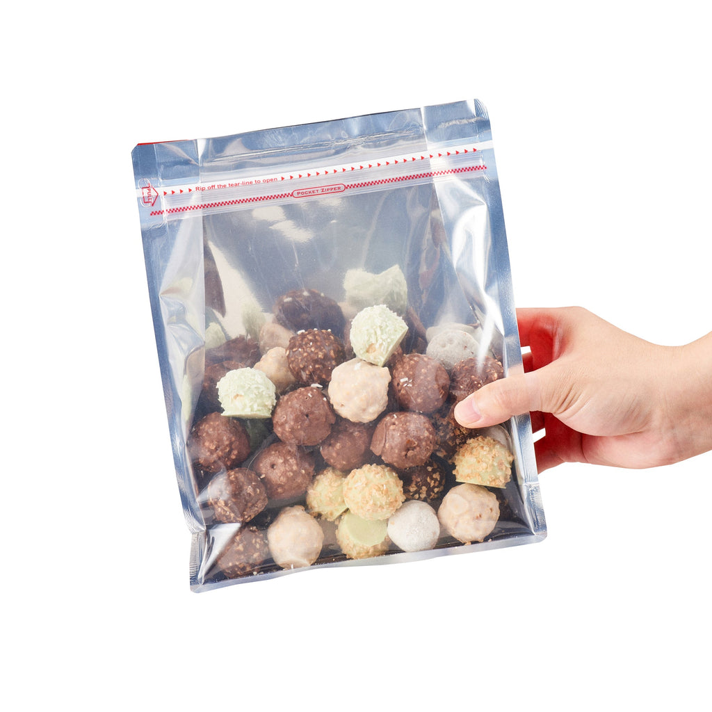 Bag Tek Red Plastic Large Snack Bag - Double Seal, Rip Lock, Heat Sealable - 9 1/2" x 7 1/2" x 2 3/4" - 100 count box