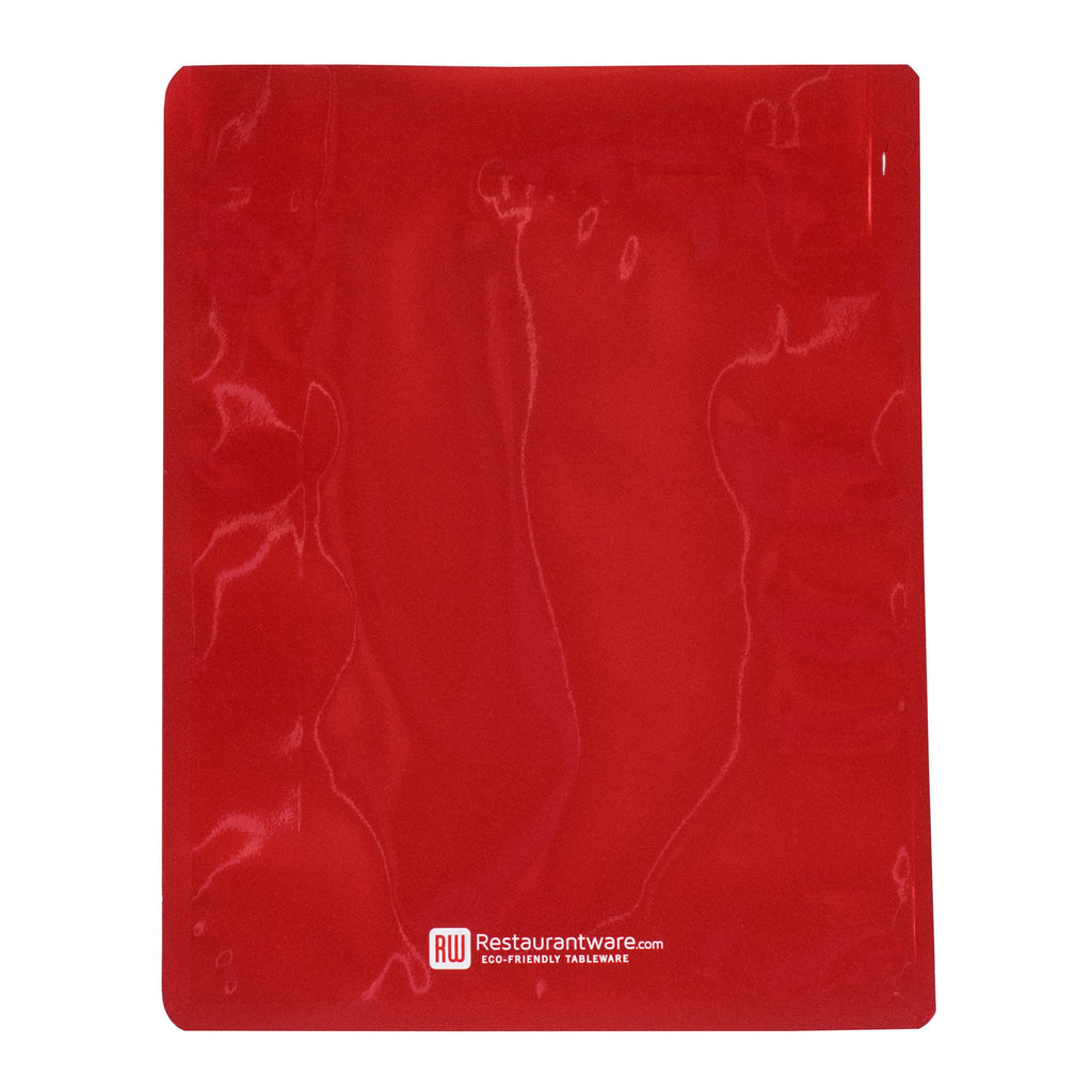 Bag Tek Red Plastic Large Snack Bag - Double Seal, Rip Lock, Heat Sealable - 9 1/2" x 7 1/2" x 2 3/4" - 100 count box