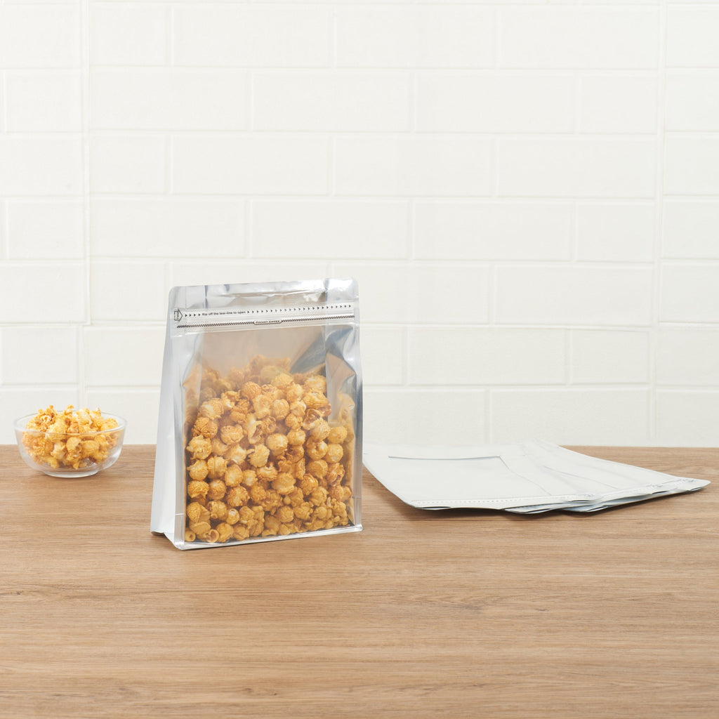 Bag Tek White Plastic Large Snack Bag - Double Seal, Rip Lock, Heat Sealable - 9 1/2" x 7 1/2" x 2 3/4" - 100 count box