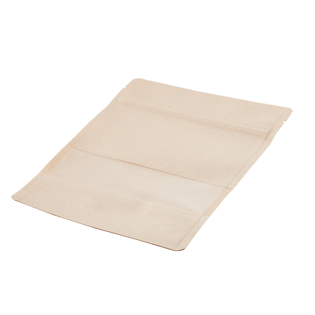 Bag Tek Kraft Plastic Medium Window Bag - Heat Sealable - 8" x 5" x 1 3/4" - 100 count box