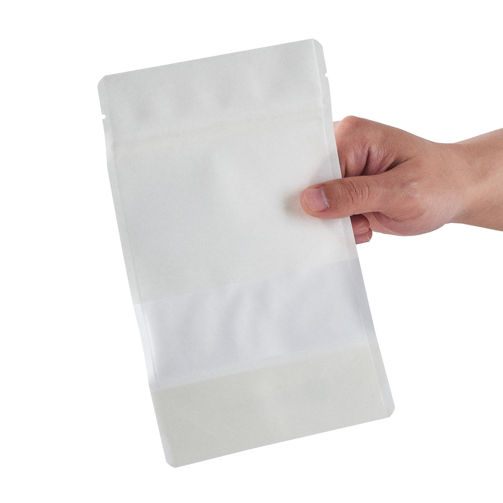 Bag Tek White Plastic Medium Window Bag - Heat Sealable - 8" x 5" x 1 3/4" - 100 count box