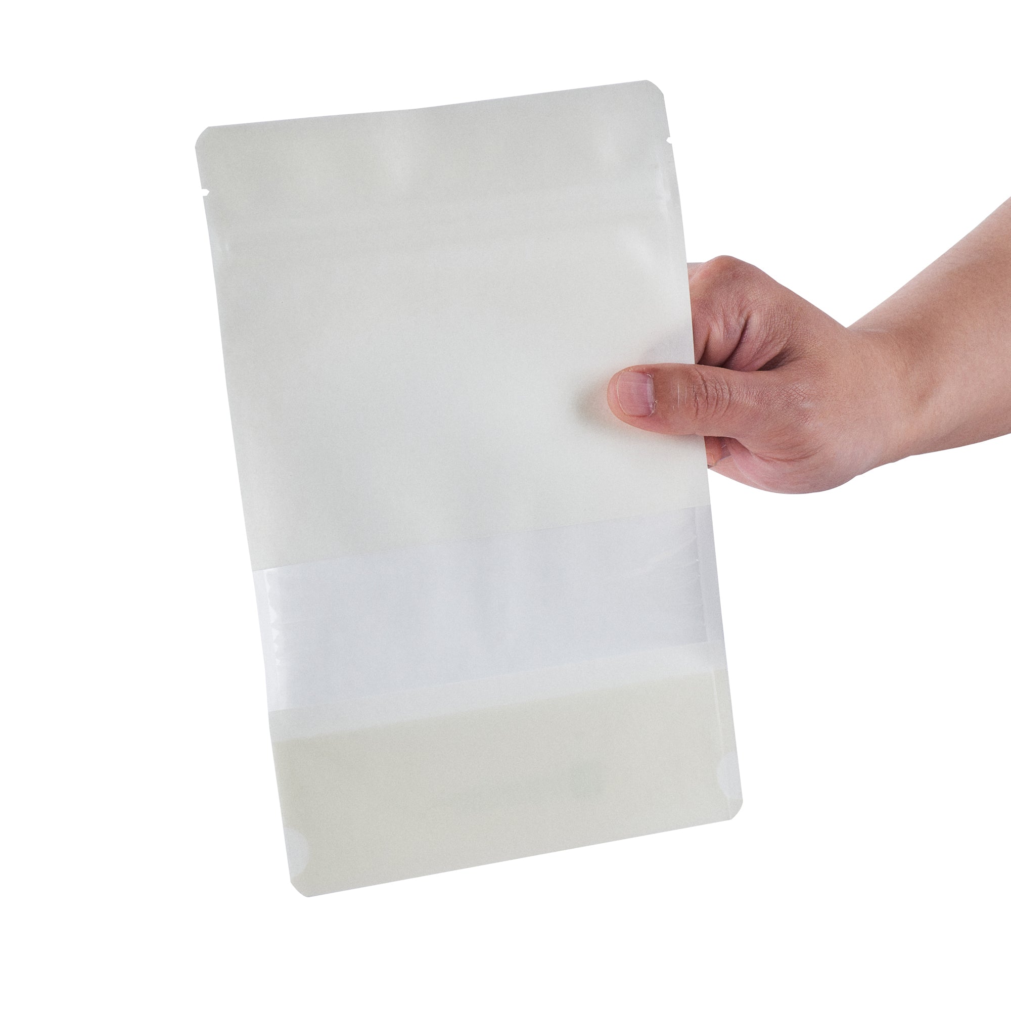 Bag Tek White Plastic Large Window Bag - Heat Sealable - 9" x 6" x 1 1/2" - 100 count box