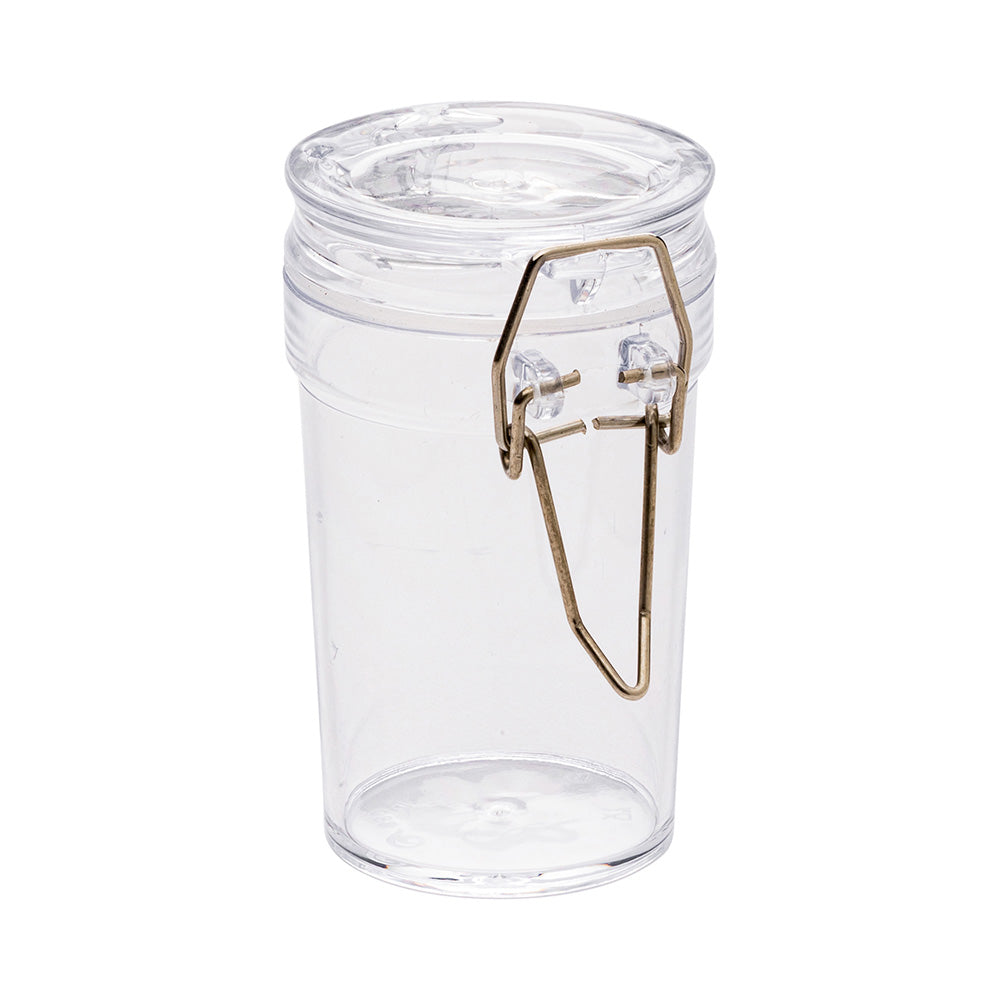 Mini Serve 3 oz Clear Plastic Nostalgic Mason Jar - with Clamp Lid - 2 1/4" x 1 3/4" x 3 1/4" - 100 count box