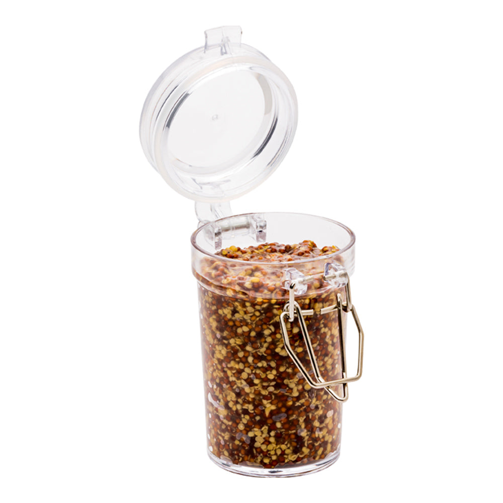 Mini Serve 3 oz Clear Plastic Nostalgic Mason Jar - Clamp Lid - 2 3/4" x 1 3/4" x 3 1/4" - 10 count box