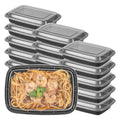 Asporto 16 oz Rectangle Black Plastic To Go Box - with Clear Lid, Microwavable - 7 3/4" x 5 1/2" x 1 1/2" - 50 count box