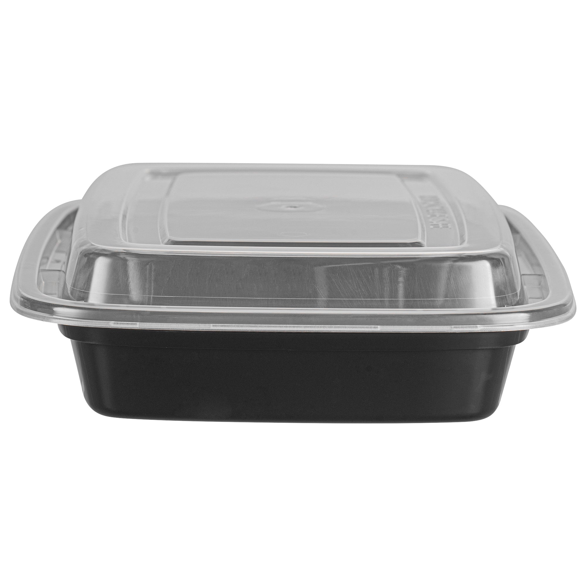 Asporto 16 oz Rectangle Black Plastic To Go Box - with Clear Lid, Microwavable - 7 3/4" x 5 1/2" x 1 1/2" - 50 count box