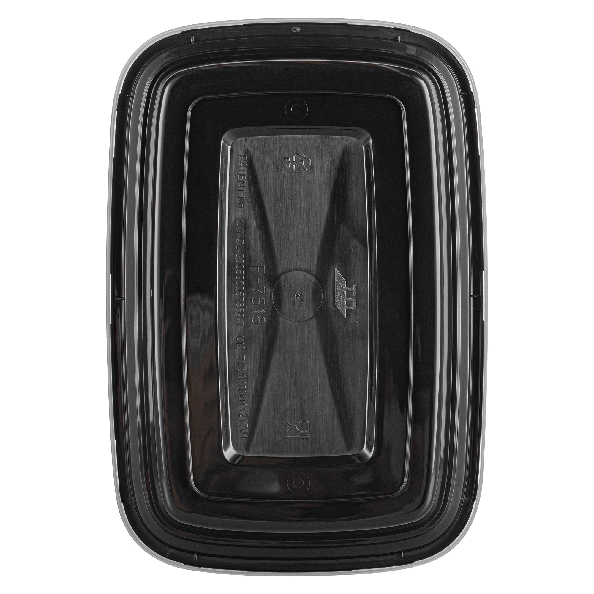 Asporto 16 oz Rectangle Black Plastic To Go Box - with Clear Lid, Microwavable - 7 3/4" x 5 1/2" x 1 1/2" - 50 count box