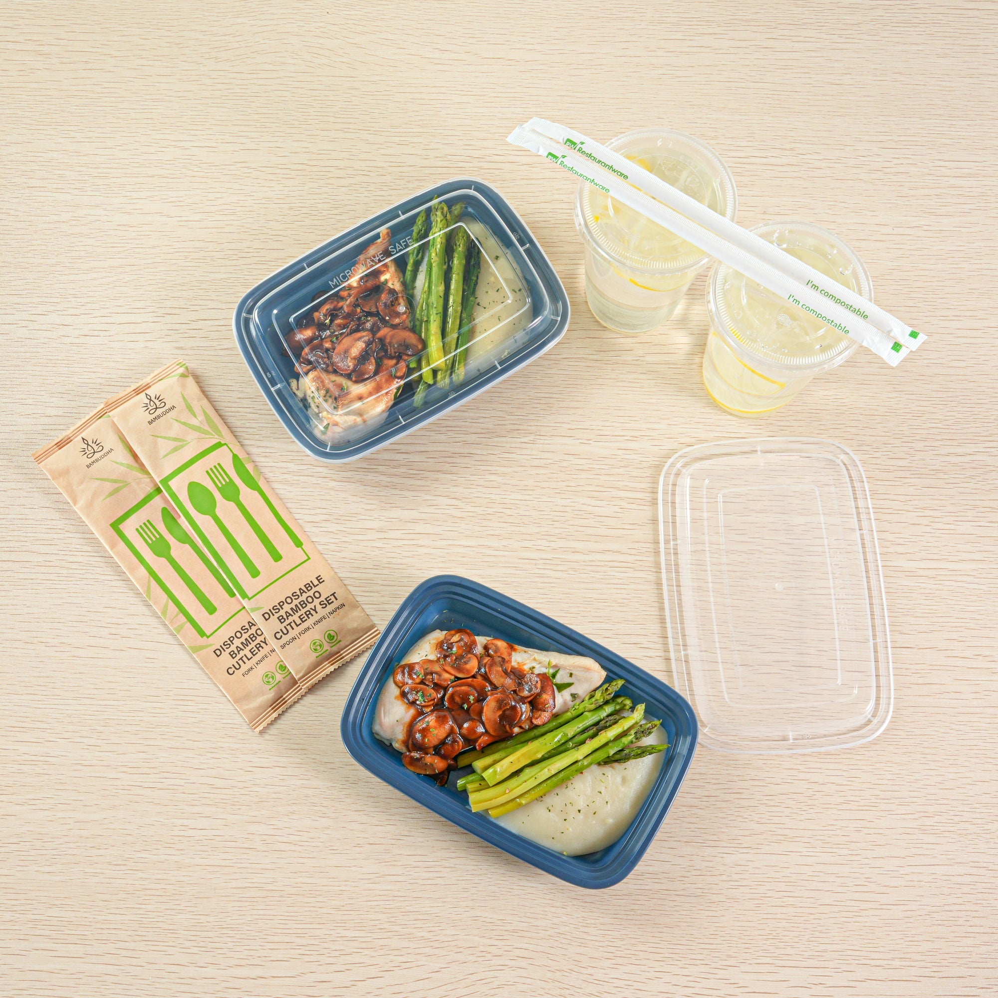 Asporto 16 oz Rectangle Midnight Blue Plastic To Go Box - with Clear Lid, Microwavable - 7 3/4" x 5 1/2" x 1 1/2" - 100 count box
