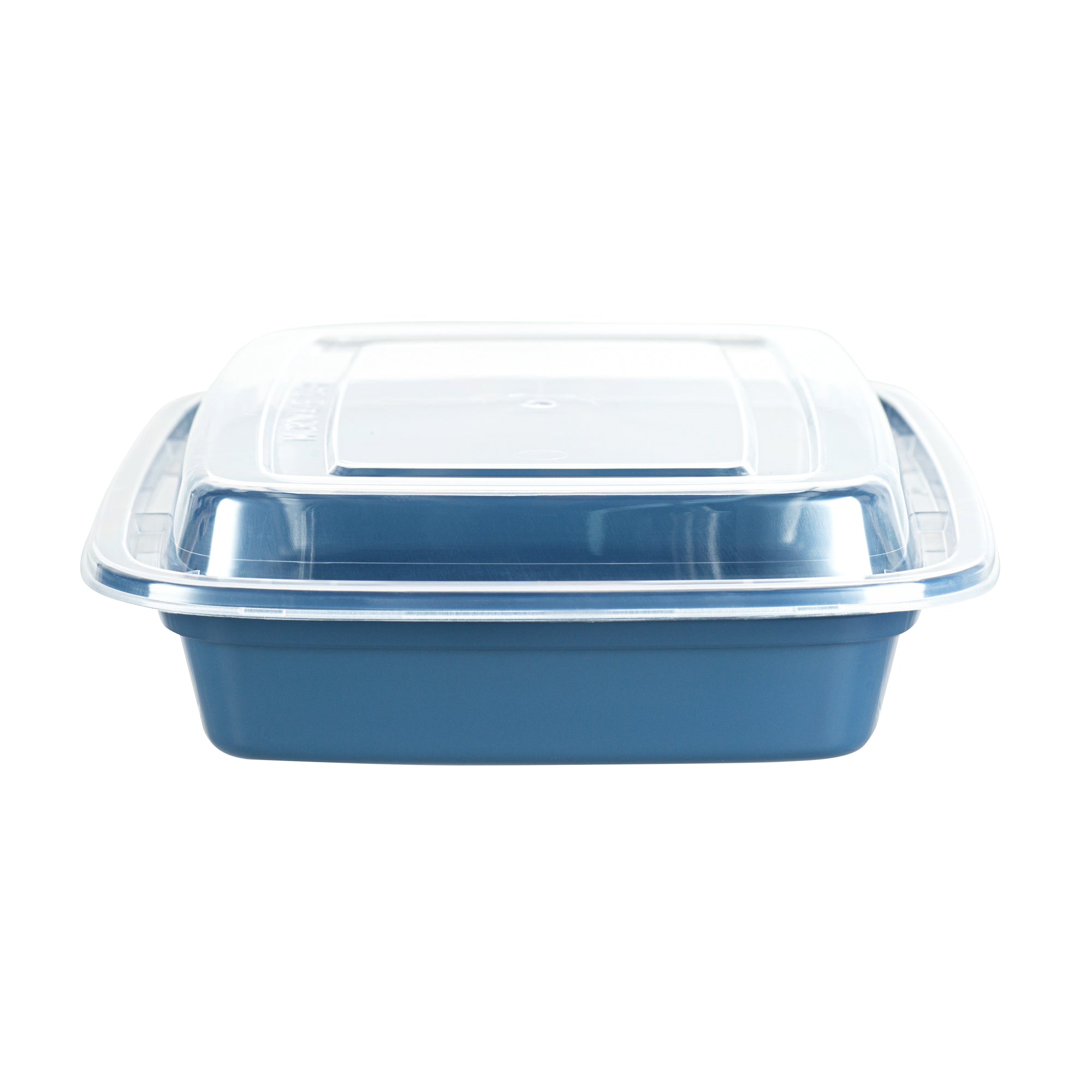 Asporto 16 oz Rectangle Midnight Blue Plastic To Go Box - with Clear Lid, Microwavable - 7 3/4" x 5 1/2" x 1 1/2" - 100 count box
