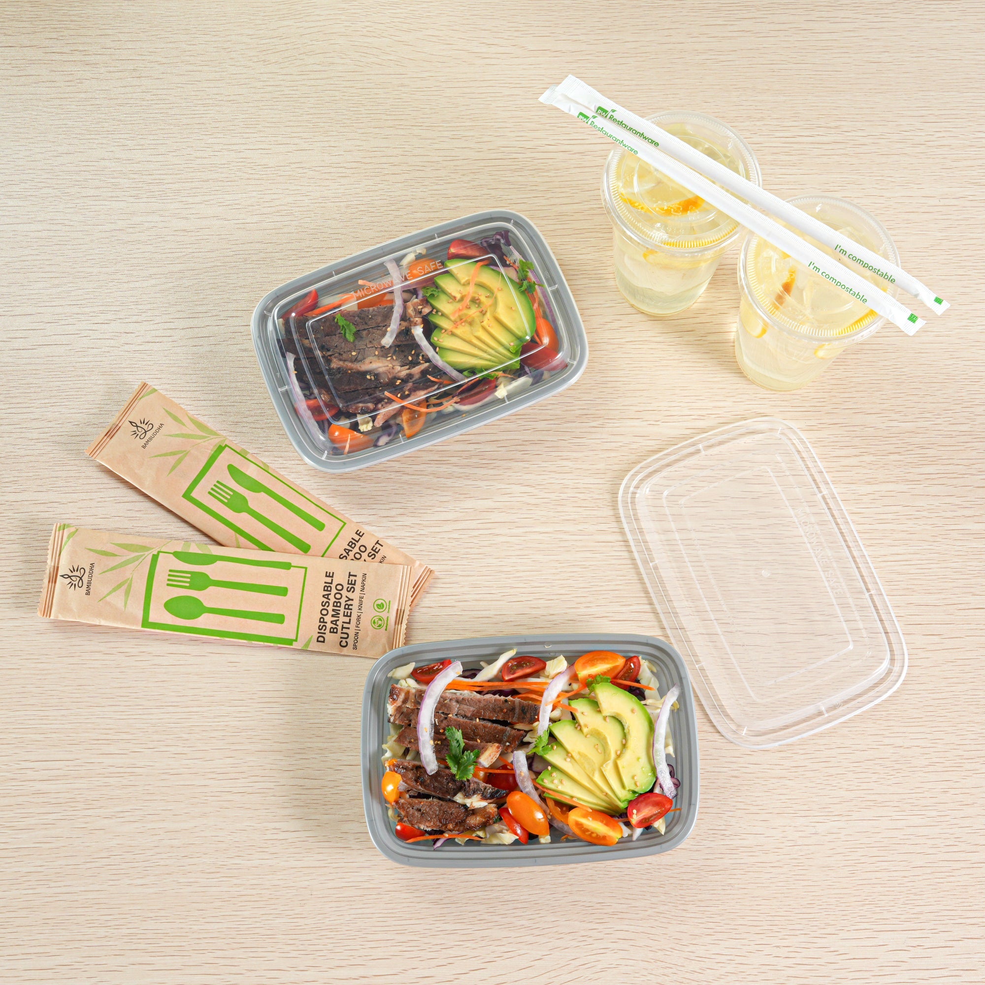 Asporto 16 oz Rectangle Silver Plastic To Go Box - with Clear Lid, Microwavable - 7 3/4" x 5 1/2" x 1 1/2" - 100 count box