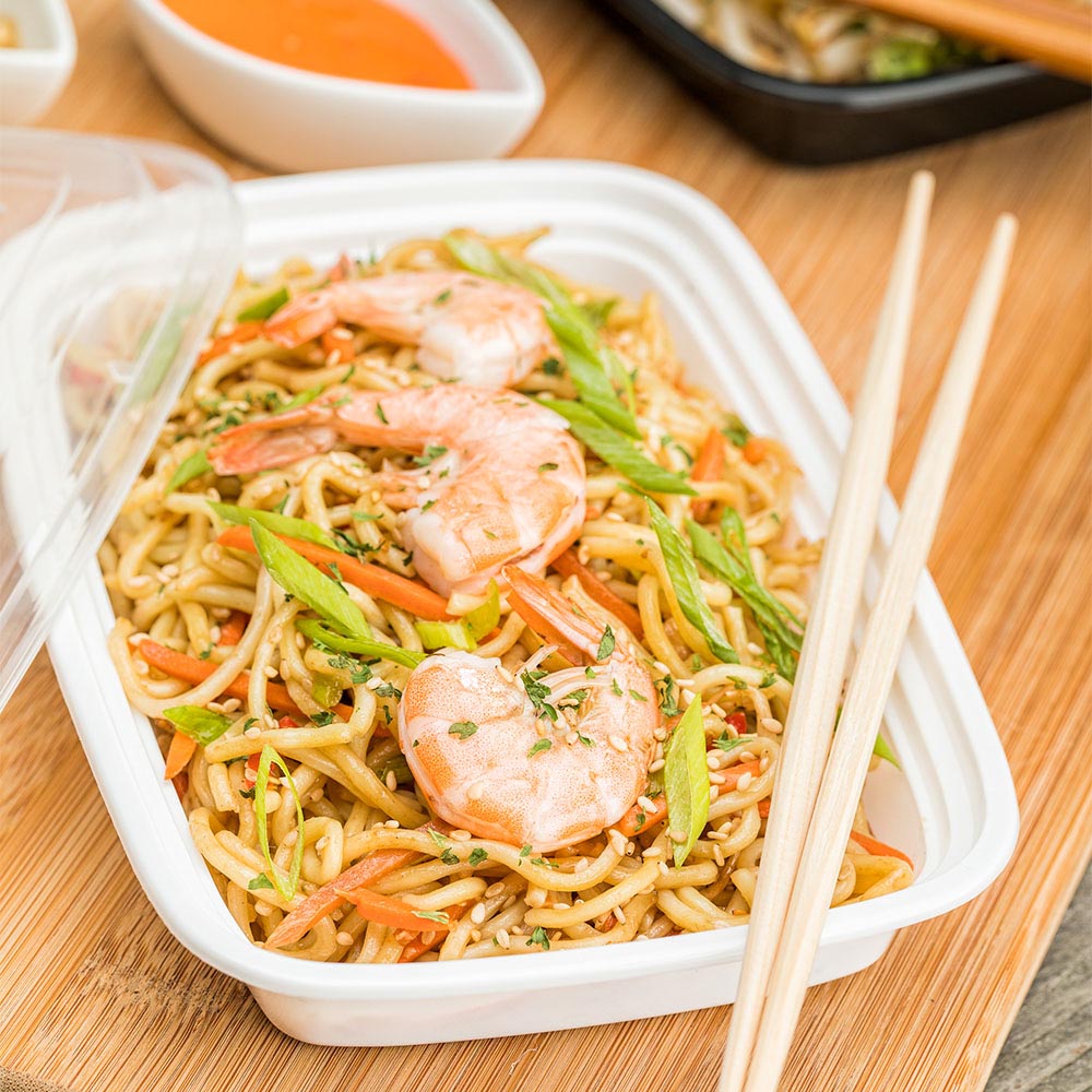 Asporto 16 oz Rectangle White Plastic To Go Box - with Clear Lid, Microwavable - 7 3/4" x 5 1/2" x 1 1/2" - 50 count box
