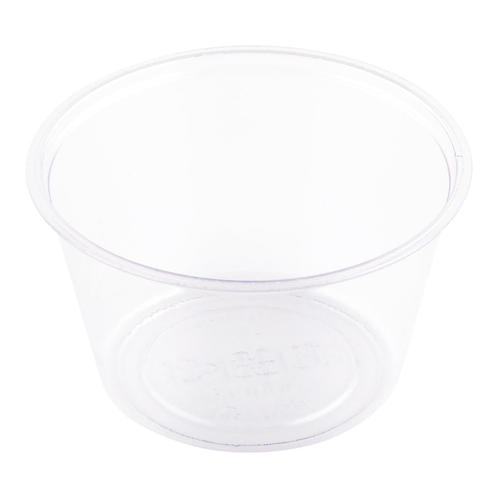 Basic Nature 3 oz Clear PLA Plastic Portion Cup - Compostable - 2 3/4" x 2 3/4" x 1 1/2" - 100 count box
