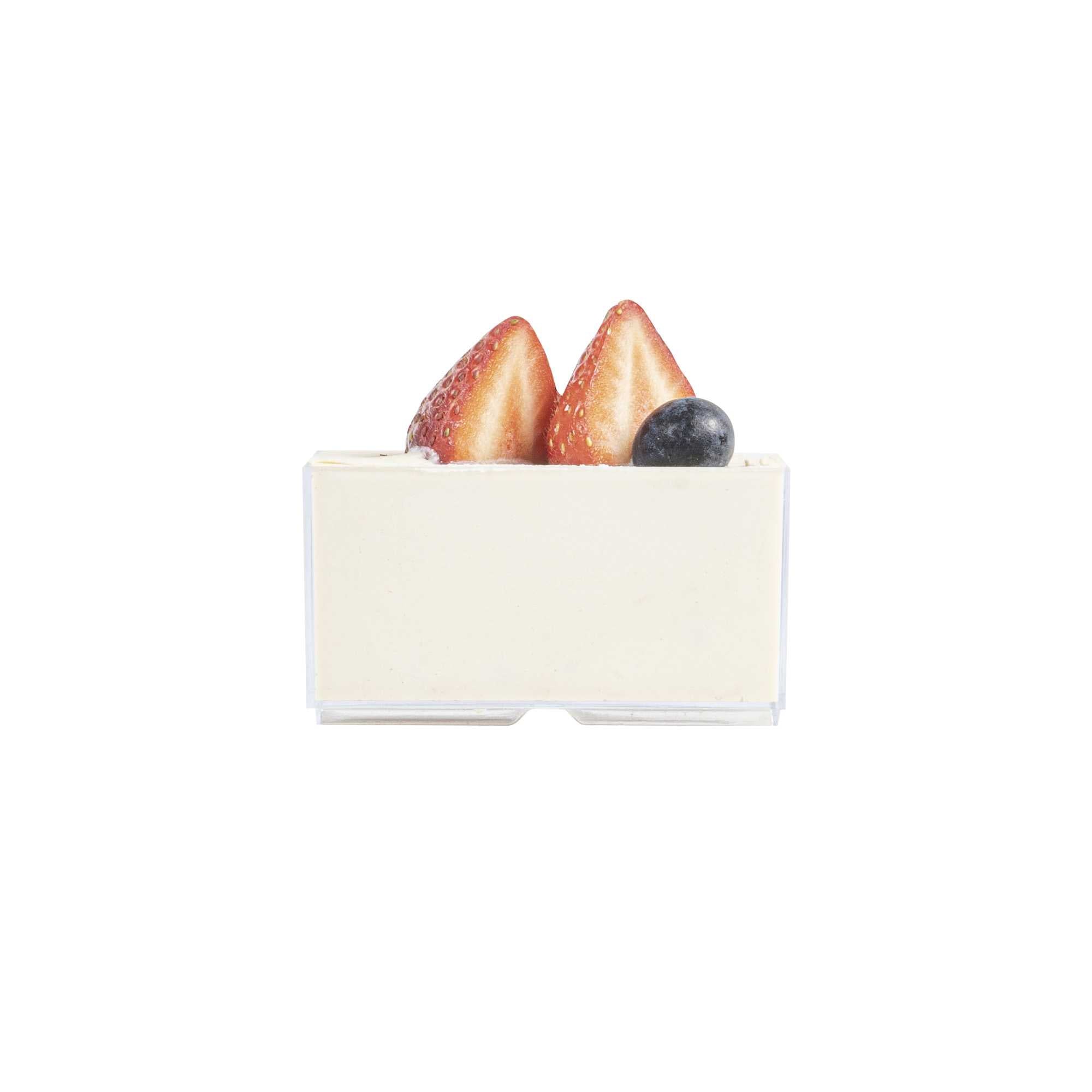 Mini Serve 3 oz Rectangle Clear Plastic Dessert Cup - Stackable - 2 3/4" x 1 1/2" x 1 1/2" - 20 count box