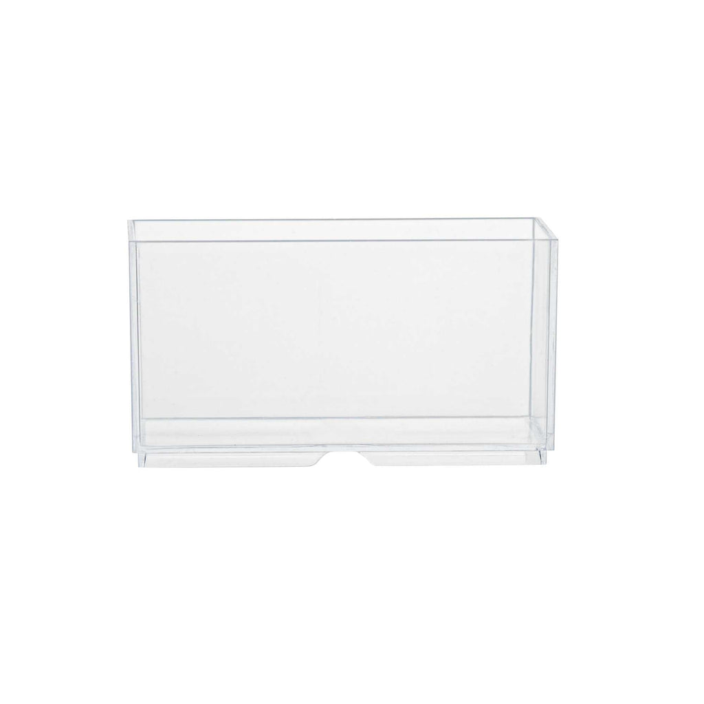 Mini Serve 3 oz Rectangle Clear Plastic Dessert Cup - Stackable - 2 3/4" x 1 1/2" x 1 1/2" - 20 count box