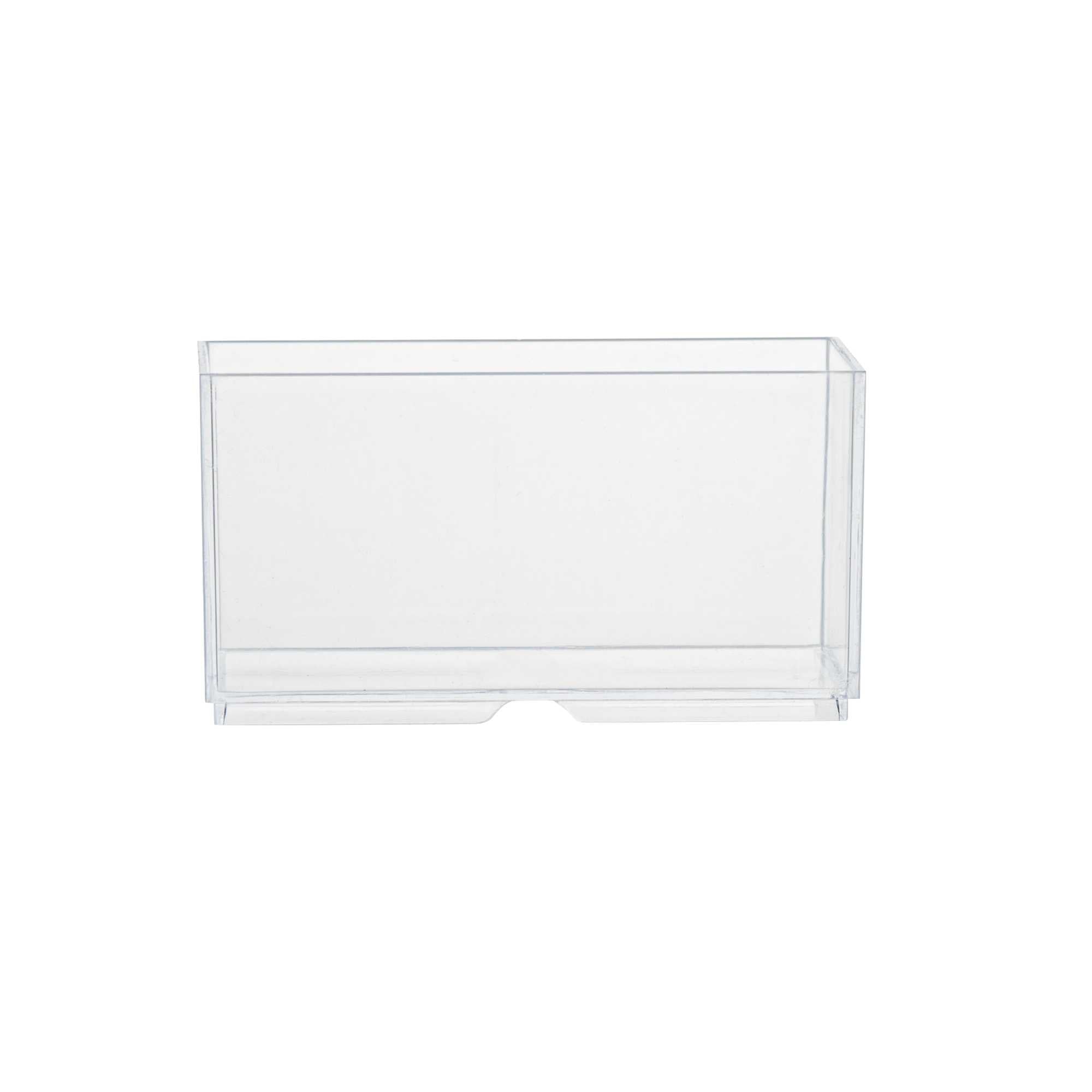 Mini Serve 3 oz Rectangle Clear Plastic Dessert Cup - Stackable - 2 3/4" x 1 1/2" x 1 1/2" - 20 count box