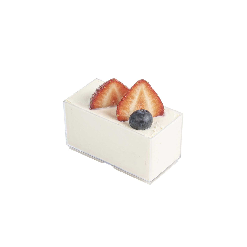 Mini Serve 3 oz Rectangle Clear Plastic Dessert Cup - Stackable - 2 3/4" x 1 1/2" x 1 1/2" - 100 count box