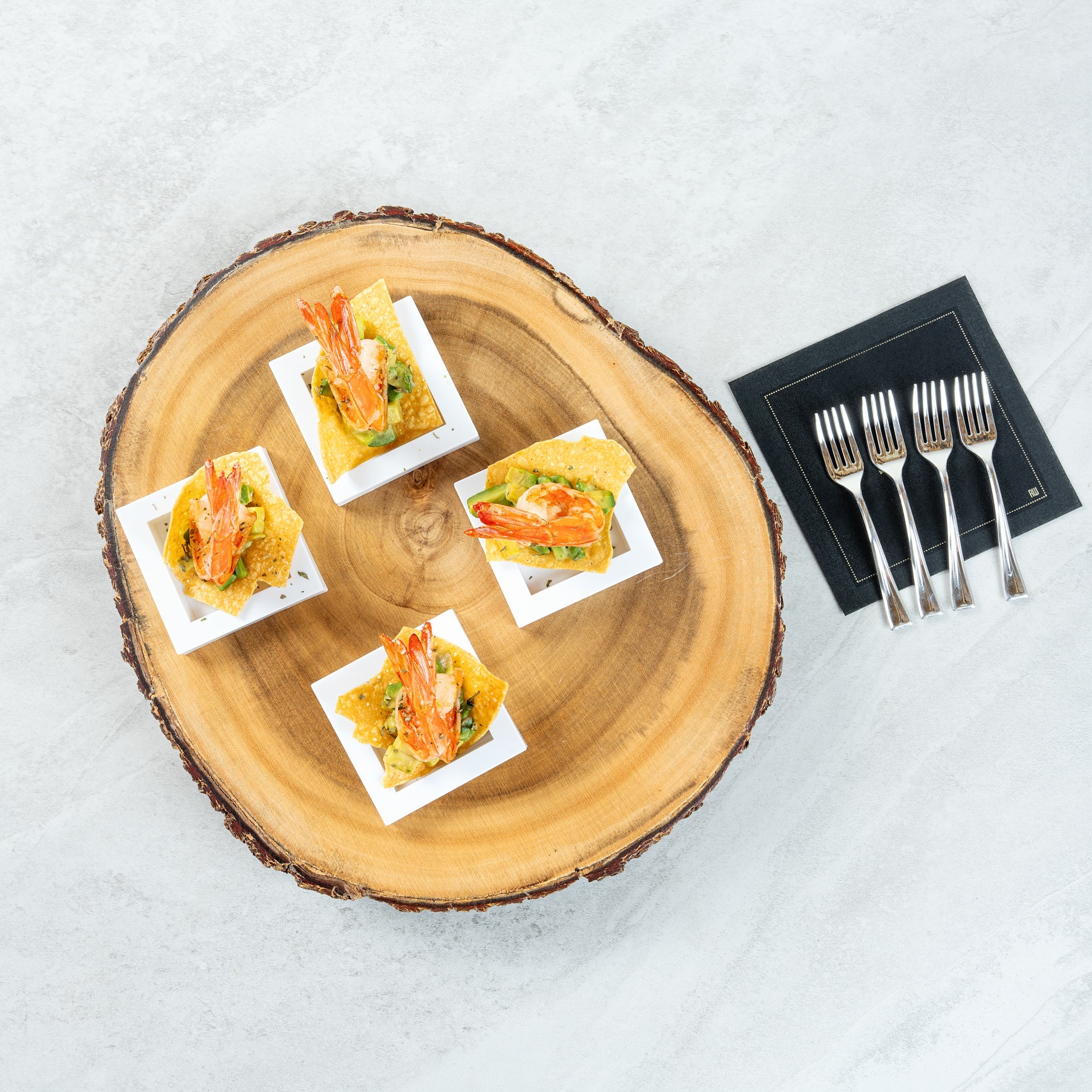 Mini Serve Square White Plastic Mini Cubic Plate - 2 1/2" x 2 1/2" - 20 count box