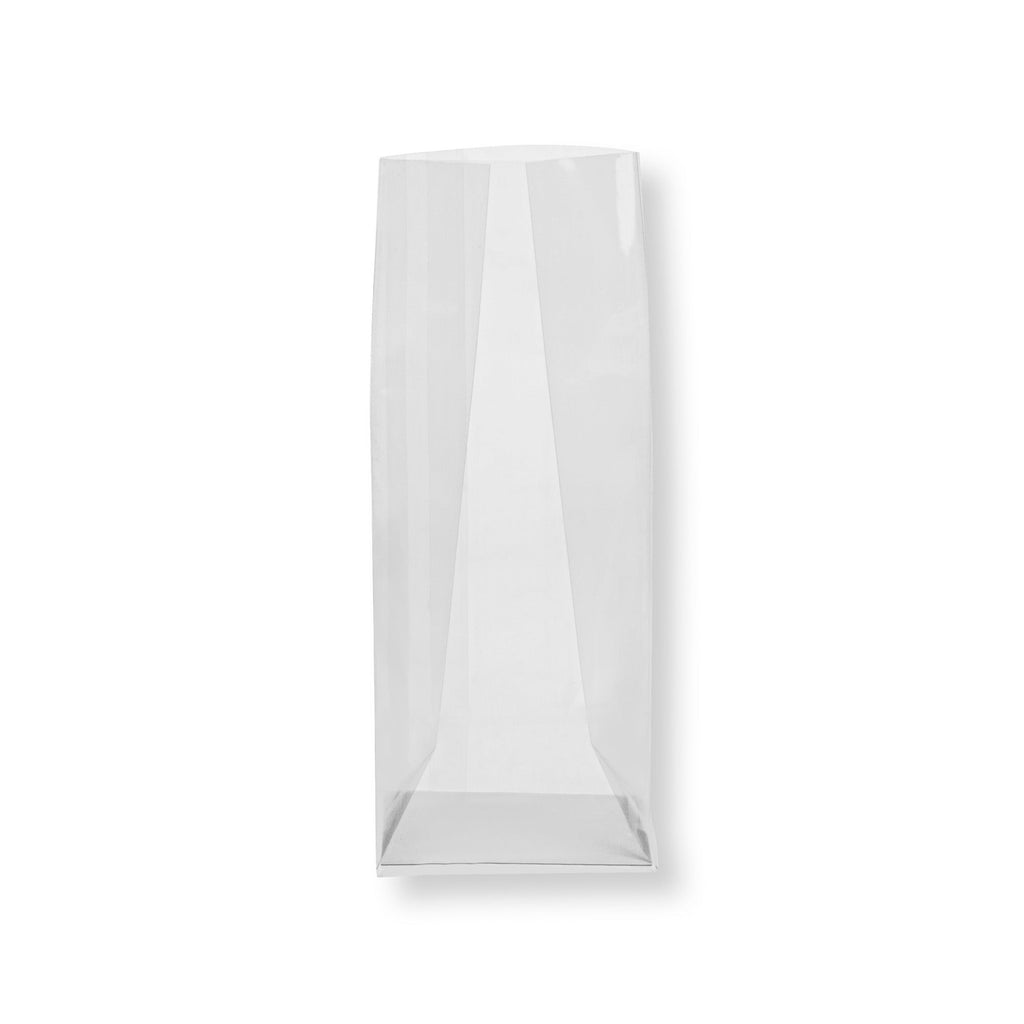 Bag Tek Clear Plastic Gusset Bag - Flat Bottom, Paper Insert, Heat Sealable - 2" x 1 1/2" x 5" - 100 count box