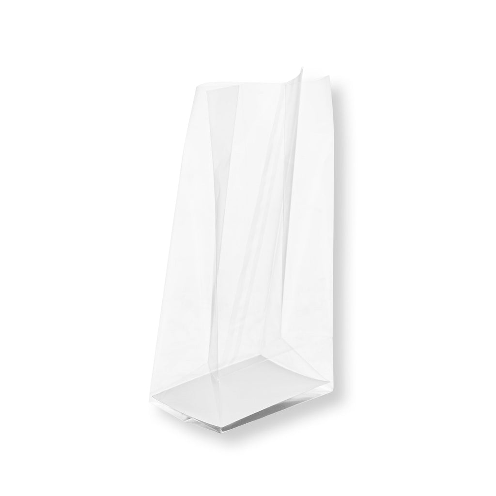 Bag Tek Clear Plastic Gusset Bag - Flat Bottom, Paper Insert, Heat Sealable - 3" x 2" x 6 1/2" - 100 count box