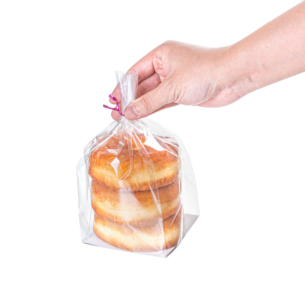 Bag Tek Clear Plastic Gusset Bag - Flat Bottom, Paper Insert, Heat Sealable - 4" x 4" x 9" - 100 count box