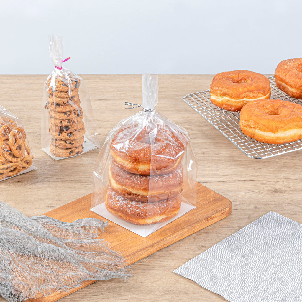Bag Tek Clear Plastic Gusset Bag - Flat Bottom, Paper Insert, Heat Sealable - 4" x 4" x 9" - 100 count box
