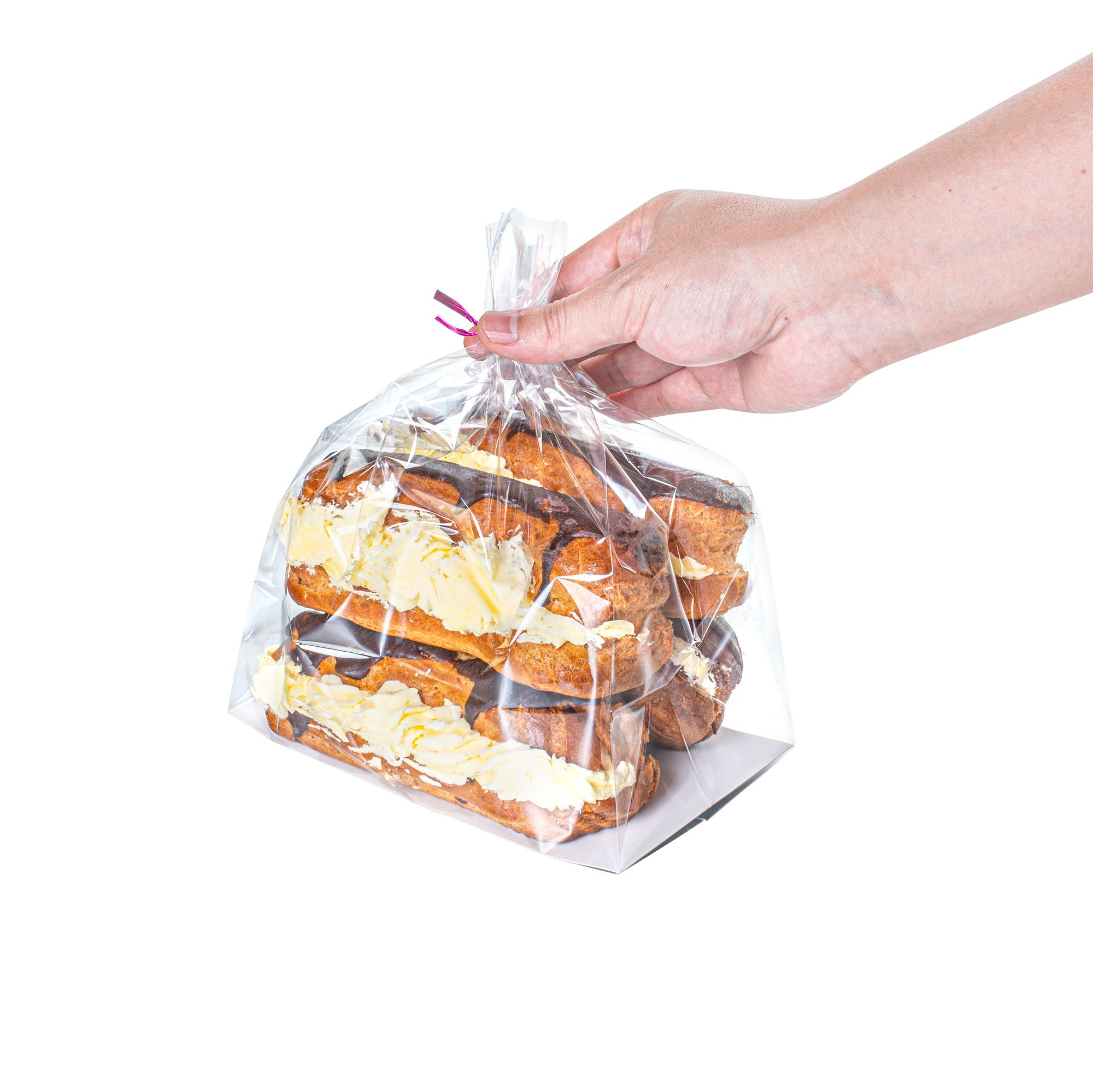 Bag Tek Clear Plastic Gusset Bag - Flat Bottom, Paper Insert, Heat Sealable - 7" x 4" x 9" - 100 count box