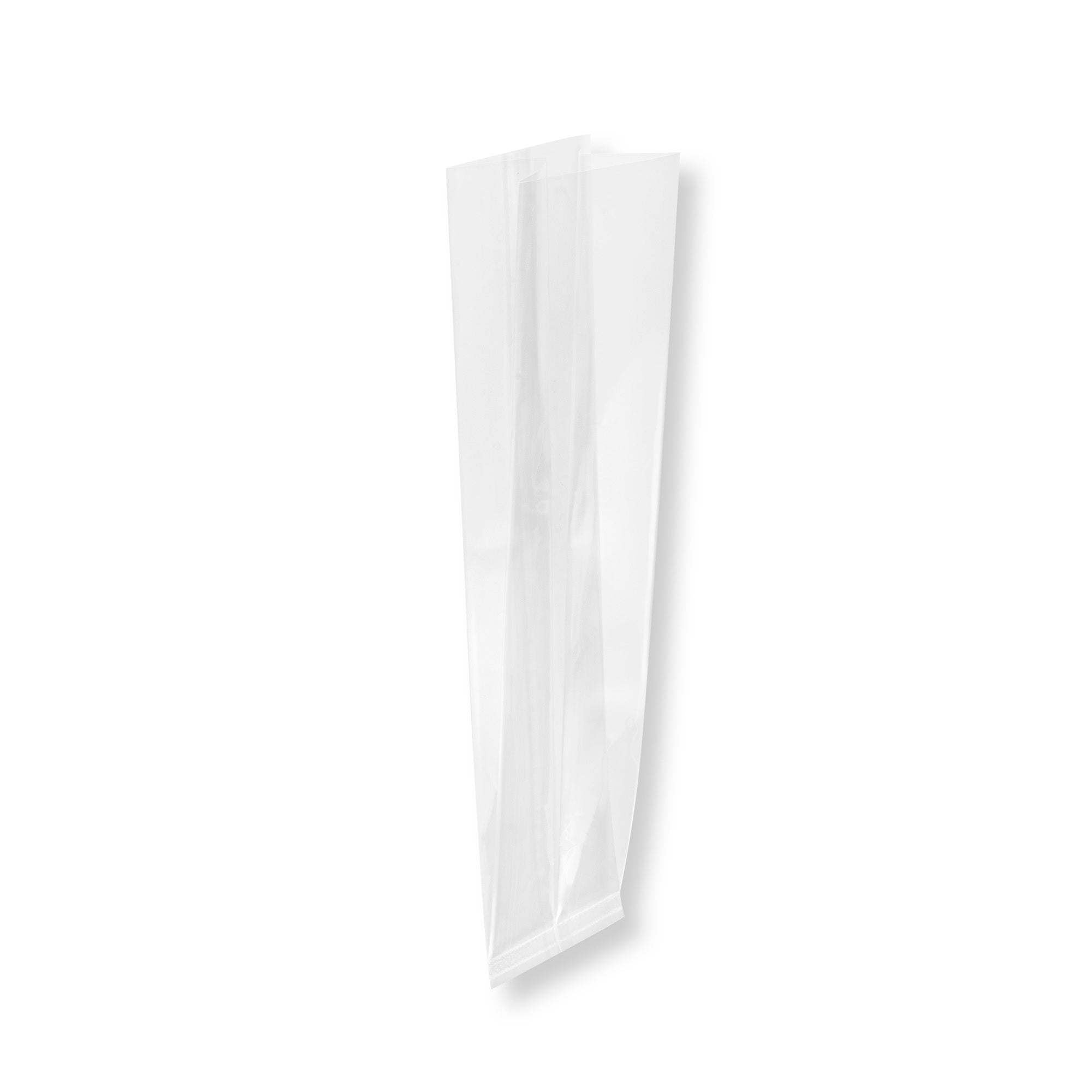 Bag Tek Clear Plastic Gusset Bag - High Clarity, Heat Sealable - 2" x 2" x 8 1/4" - 100 count box