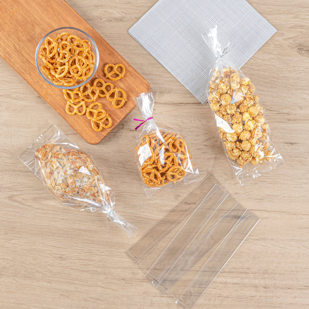 Bag Tek Clear Plastic Gusset Bag - High Clarity, Heat Sealable - 4" x 2 1/4" x 8" - 100 count box