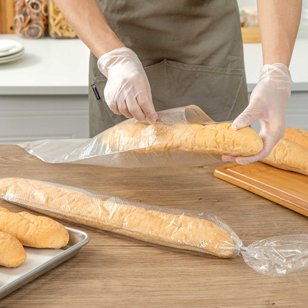 Bag Tek Clear Plastic Bread Bag - Micro-Perforated, with Wicket Dispenser - 28" x 6" - 250 count box