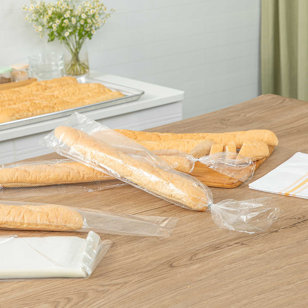 Bag Tek Clear Plastic Bread Bag - Micro-Perforated, with Wicket Dispenser - 28" x 6" - 250 count box
