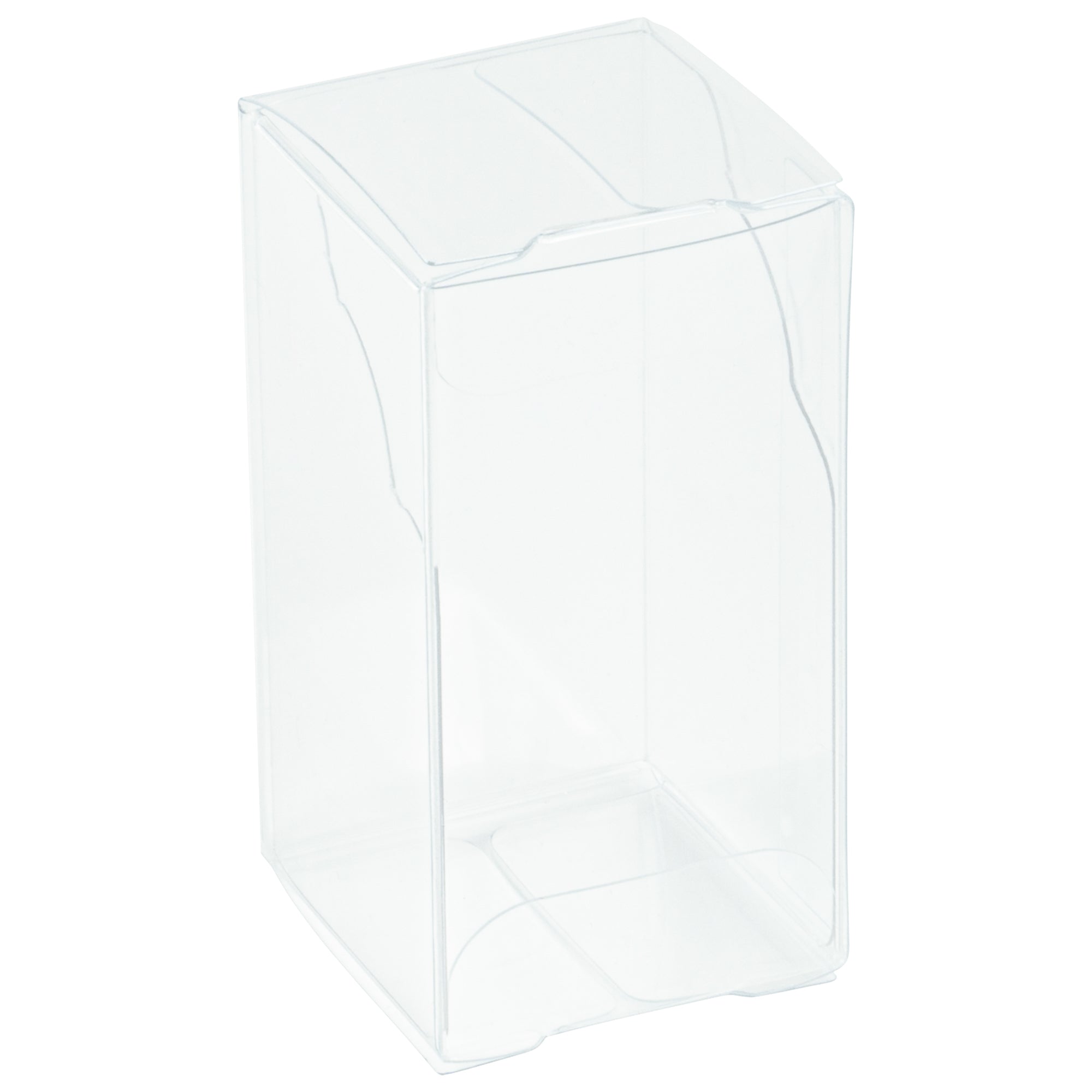 Sweet Vision Clear Plastic Candy Box - Tuck Top, with Sleeve - 1 1/2" x 1 1/2" x 2 3/4" - 100 count box