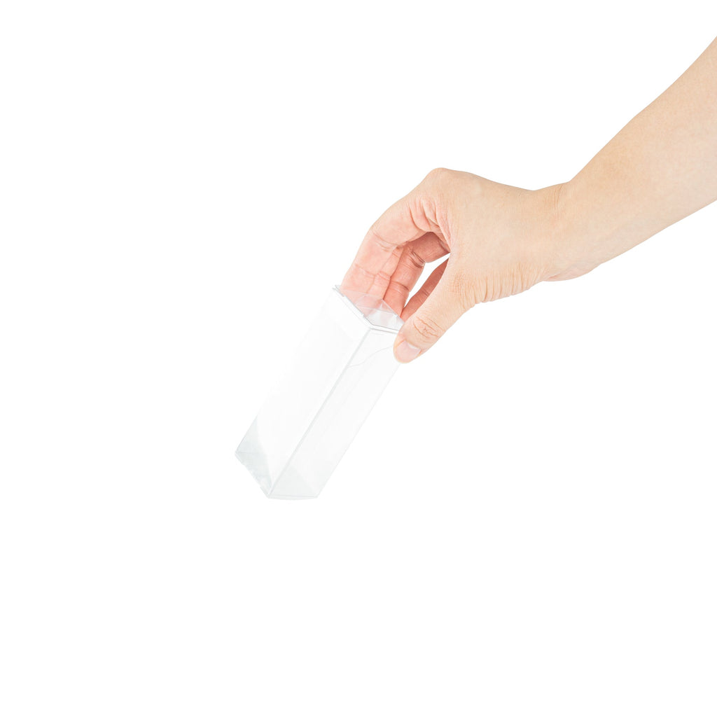 Sweet Vision Clear Plastic Candy Box - Tuck Top, with Sleeve - 1 1/2" x 1 1/2" x 4 1/4" - 100 count box
