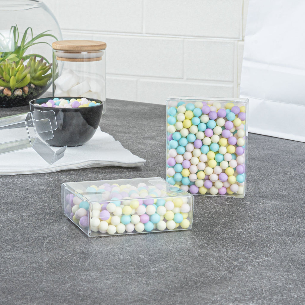 Sweet Vision Square Clear Plastic Candy Box - 2 1/2" x 1" x 3" - 100 count box