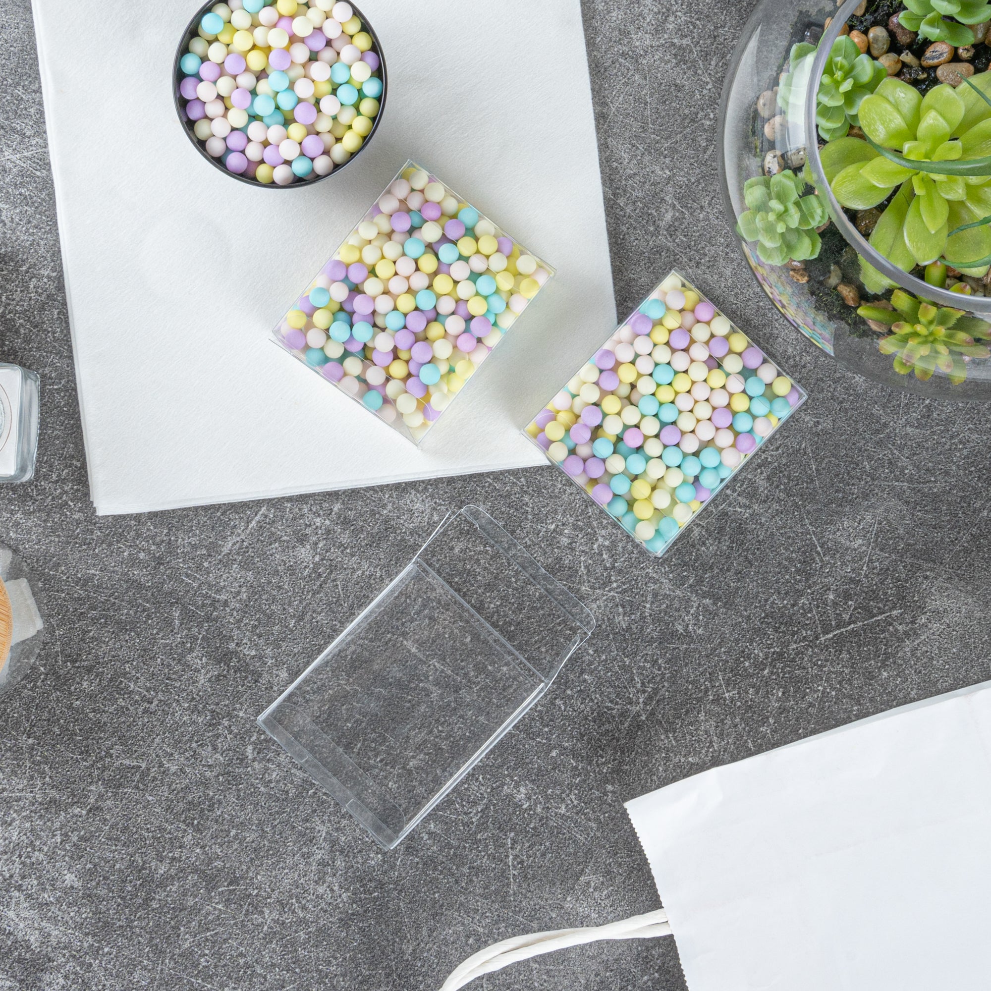 Sweet Vision Square Clear Plastic Candy Box - 2 1/2" x 1" x 3" - 100 count box