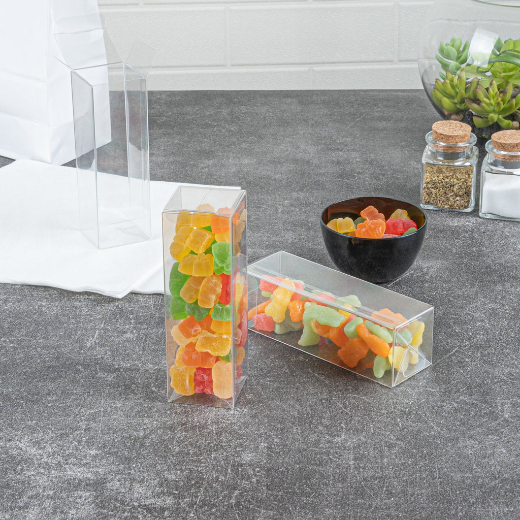 Sweet Vision Clear Plastic Favor Box - Tuck Top, Pop & Lock Bottom - 1 1/2" x 1 1/2" x 5" - 100 count box