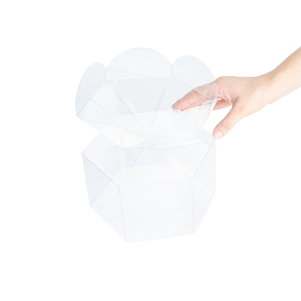 Sweet Vision Clear Plastic Gift Box - Flower Top - 6 1/2" x 7 1/2" x 7 3/4" - 100 count box