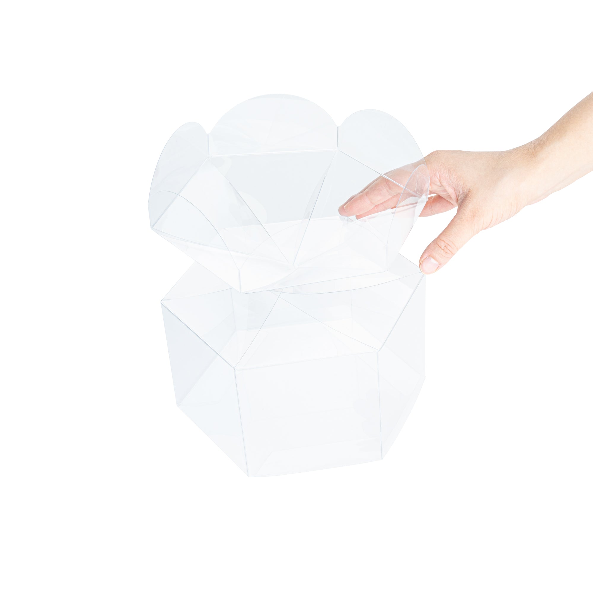 Sweet Vision Clear Plastic Gift Box - Flower Top - 6 1/2" x 7 1/2" x 7 3/4" - 100 count box