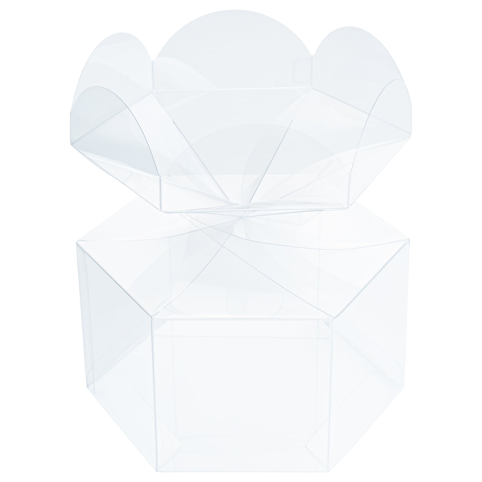 Sweet Vision Clear Plastic Gift Box - Flower Top - 6 1/2" x 7 1/2" x 7 3/4" - 100 count box