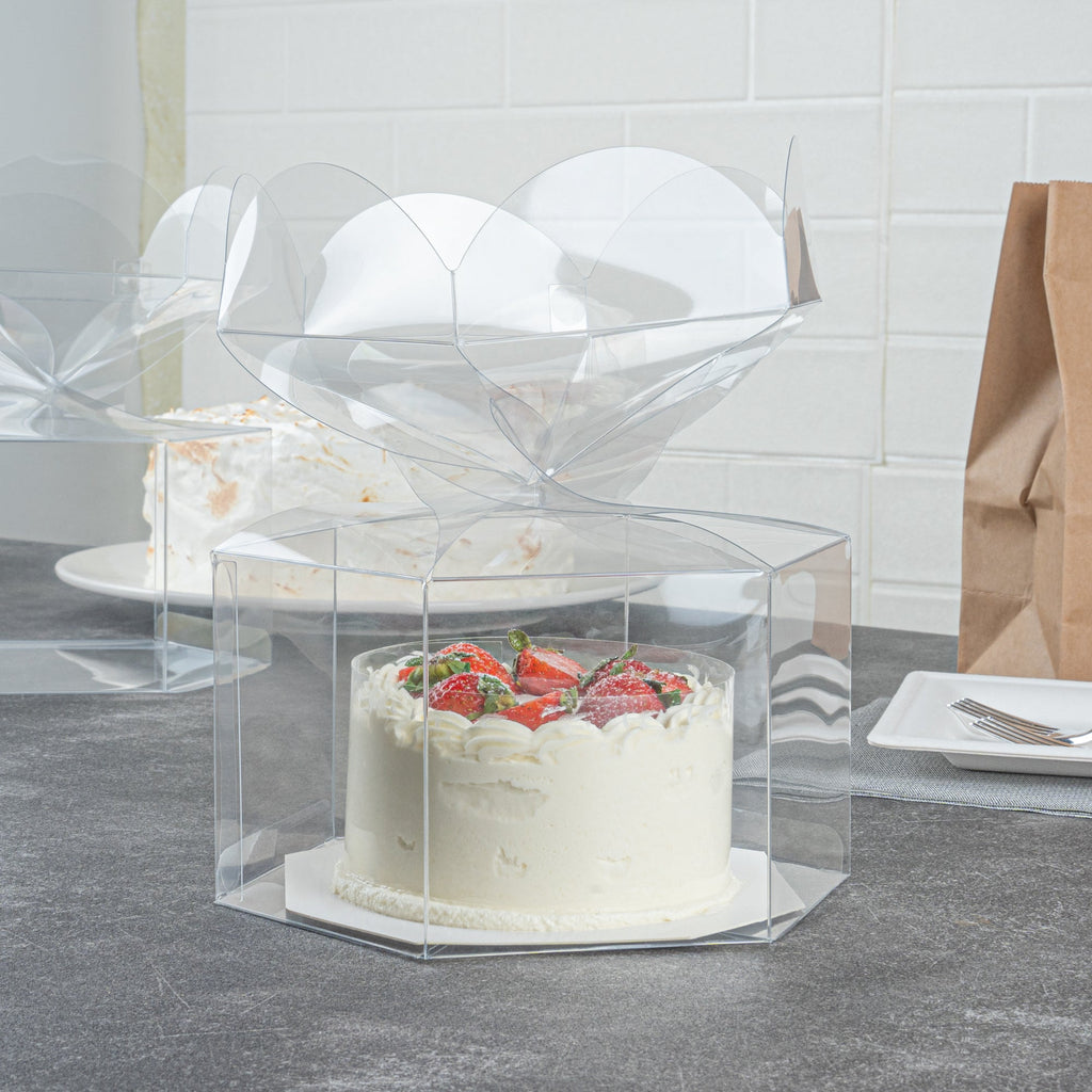 Sweet Vision Clear Plastic Gift Box - Flower Top - 6 1/2" x 7 1/2" x 7 3/4" - 100 count box