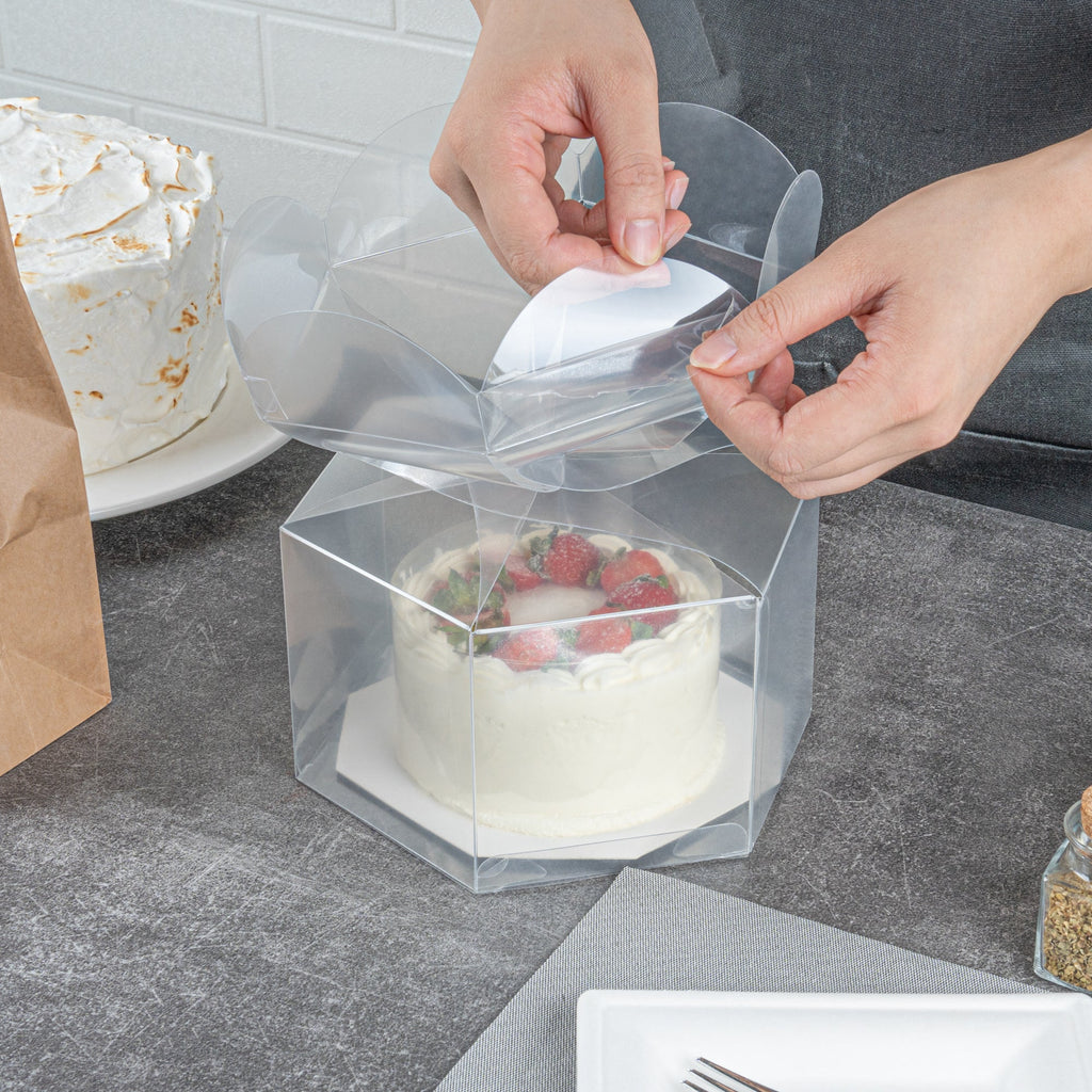 Sweet Vision Clear Plastic Gift Box - Flower Top - 6 1/2" x 7 1/2" x 7 3/4" - 100 count box