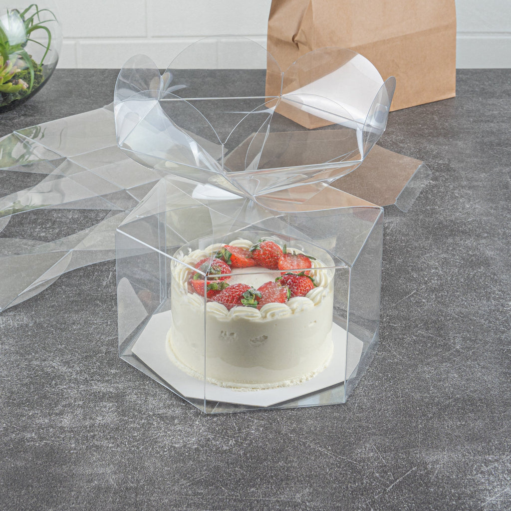Sweet Vision Clear Plastic Gift Box - Flower Top - 6 1/2" x 7 1/2" x 7 3/4" - 100 count box