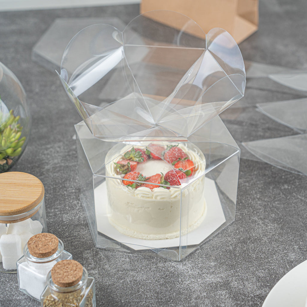 Sweet Vision Clear Plastic Gift Box - Flower Top - 6 1/2" x 7 1/2" x 7 3/4" - 100 count box