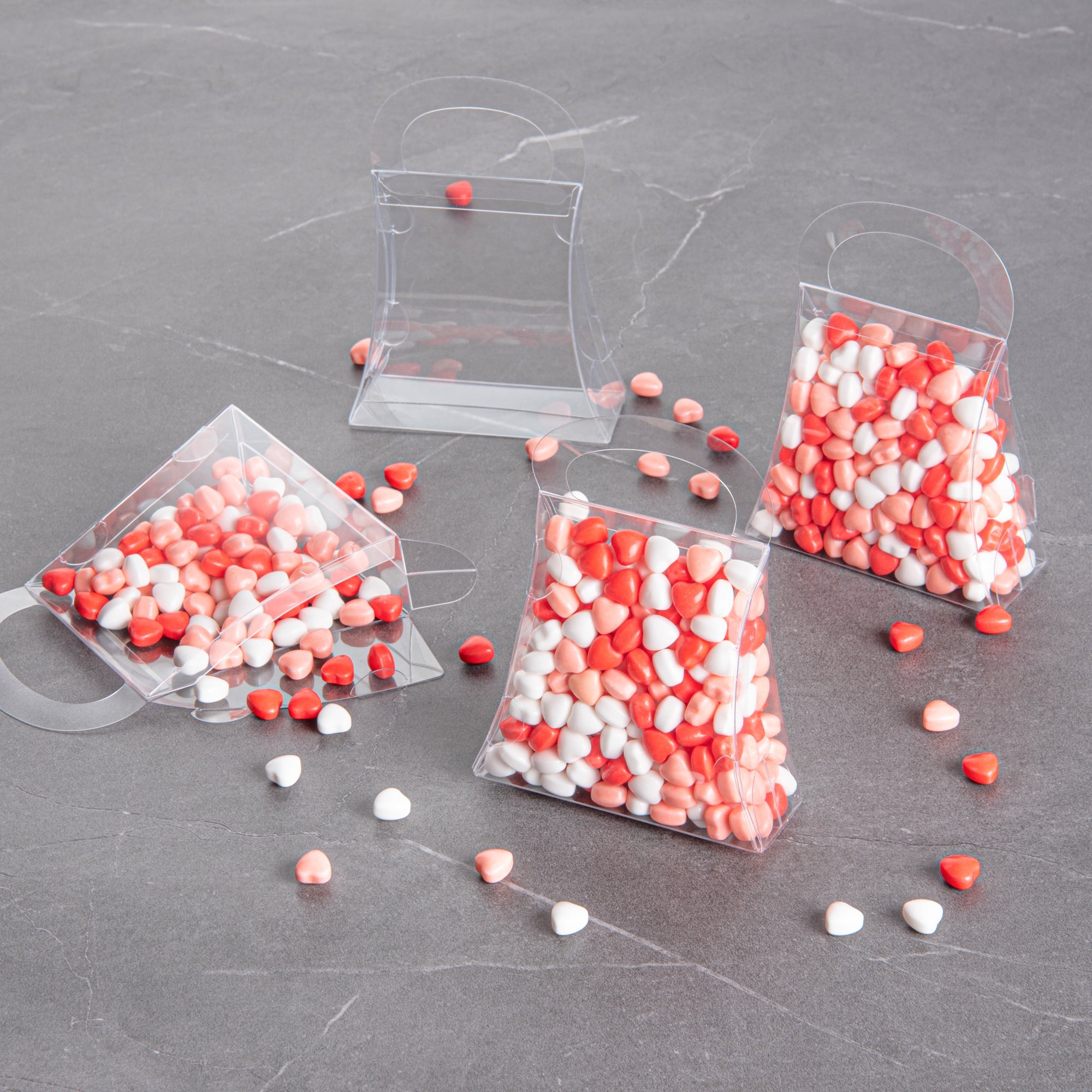 Sweet Vision Clear Plastic Purse Box - with Handle - 4" x 1 1/2" x 5 1/2" - 100 count box