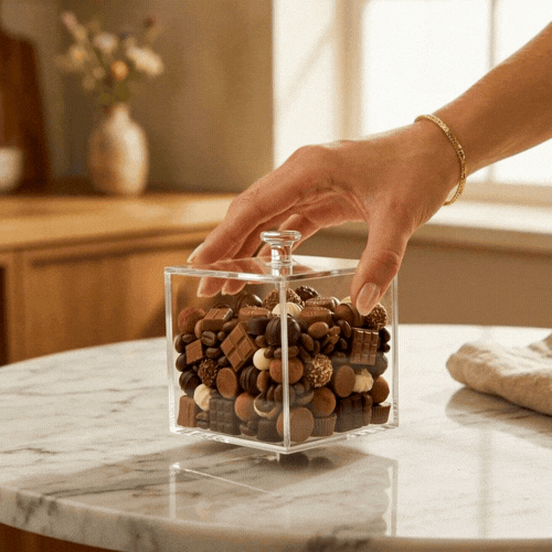 Clear Tek Clear Acrylic Small Candy Container - Display Box - 4" x 4" x 4" - 1 count box