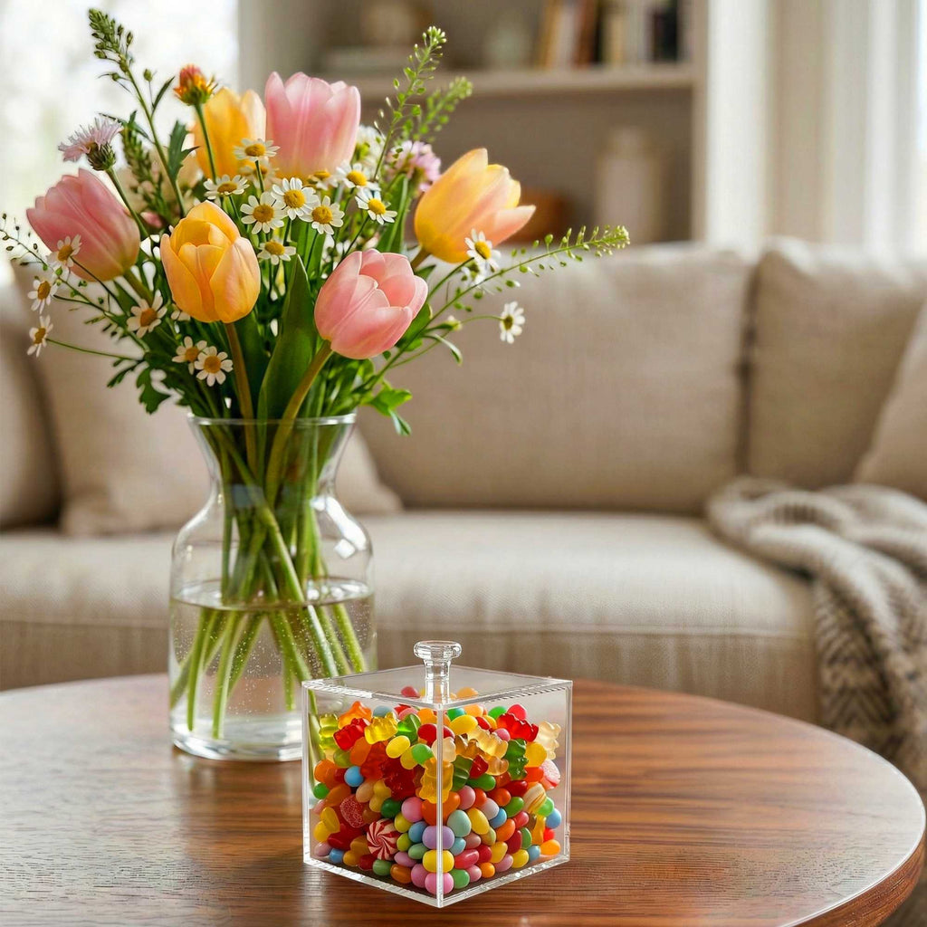 Clear Tek Clear Acrylic Small Candy Container - Display Box - 4" x 4" x 4" - 1 count box
