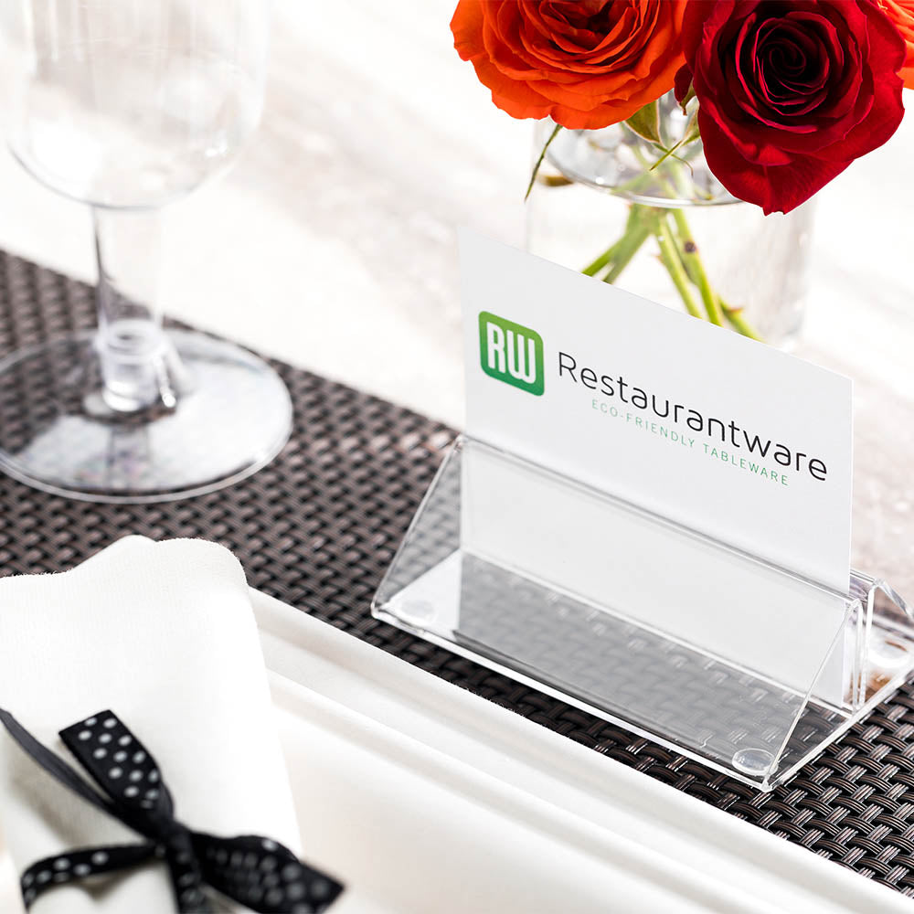 Clear Tek Clear Acrylic Place Card Holder and Menu Stand - 3 1/2" x 2 1/2" x 1 1/4" - 1 count box